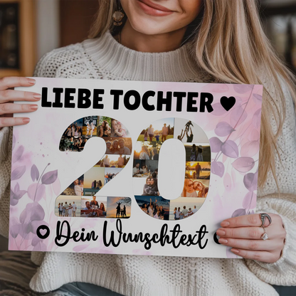 Magnetisches Fotoboard Poster mit Wunschtext 20 Geburtstag Tochter