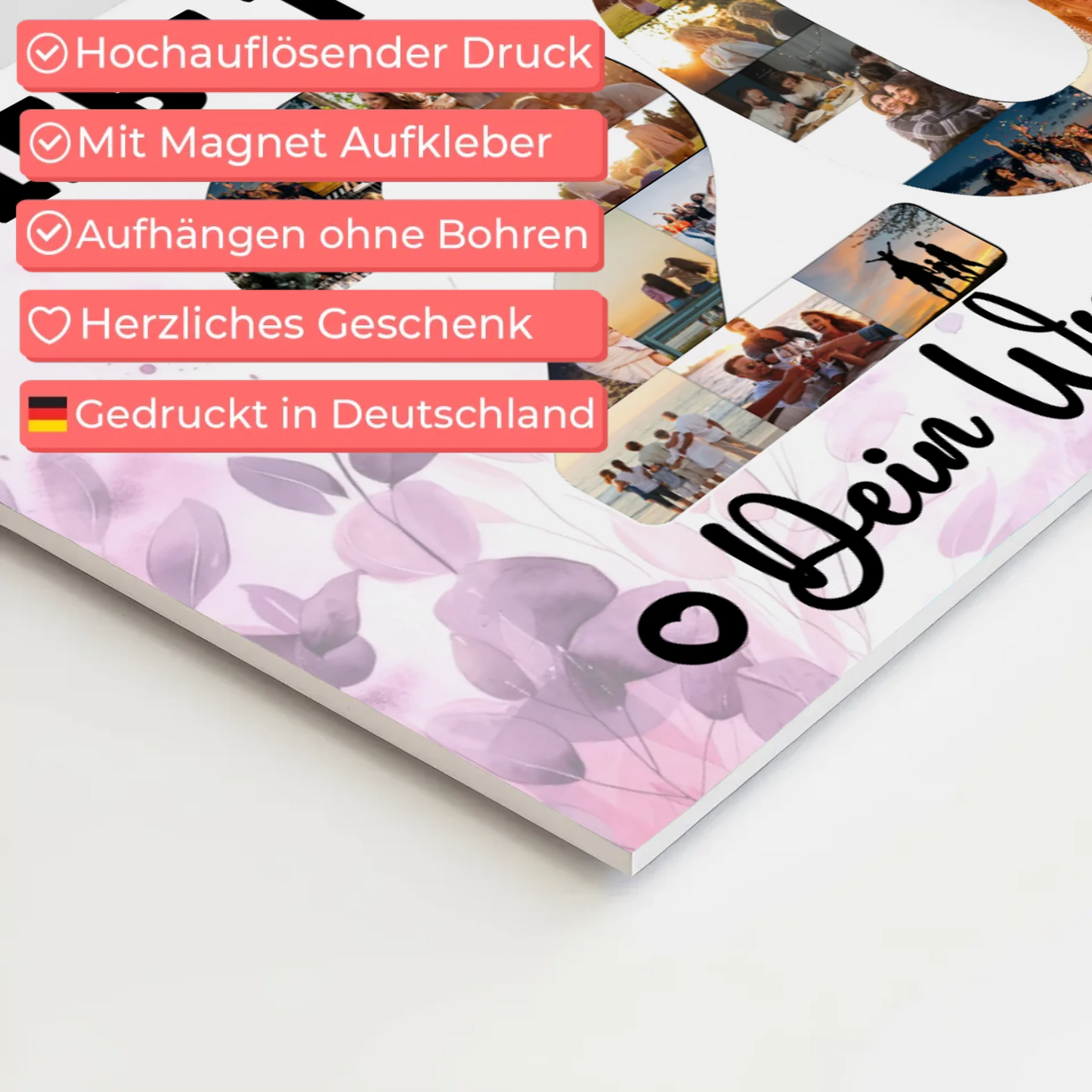 Magnetisches Fotoboard Poster mit Wunschtext 20 Geburtstag Tochter