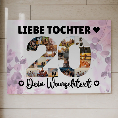 Magnetisches Fotoboard Poster mit Wunschtext 20 Geburtstag Tochter