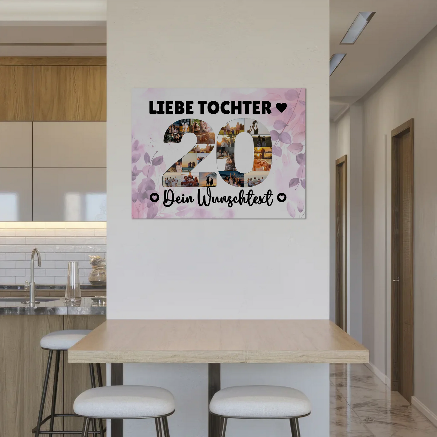 Magnetisches Fotoboard Poster mit Wunschtext 20 Geburtstag Tochter