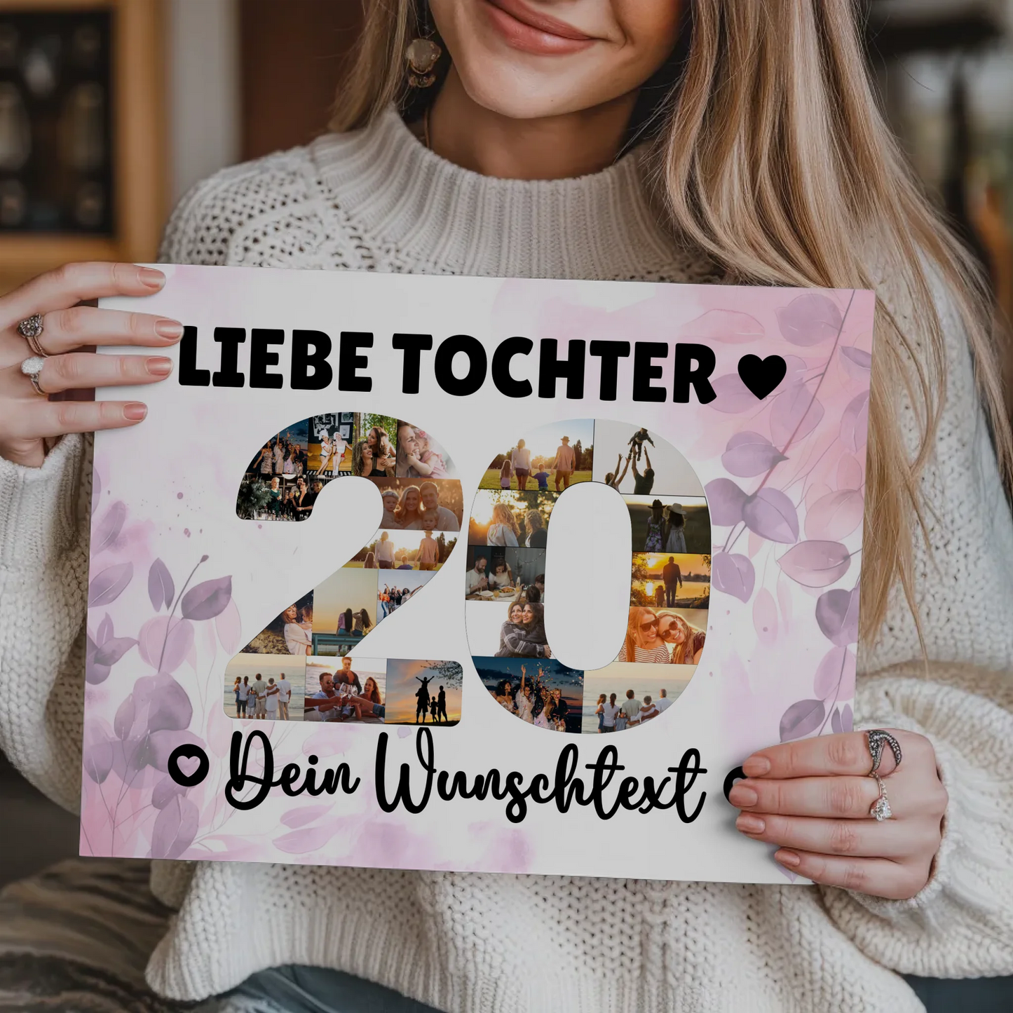 Magnetisches Fotoboard Poster mit Wunschtext 20 Geburtstag Tochter
