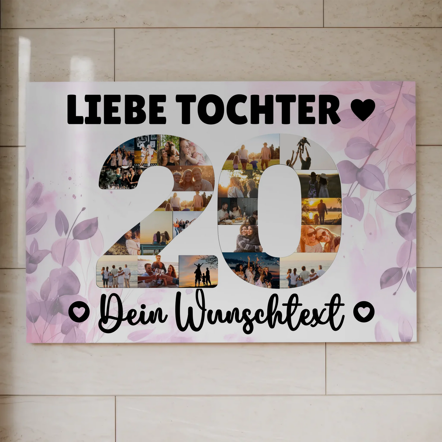 Magnetisches Fotoboard Poster mit Wunschtext 20 Geburtstag Tochter