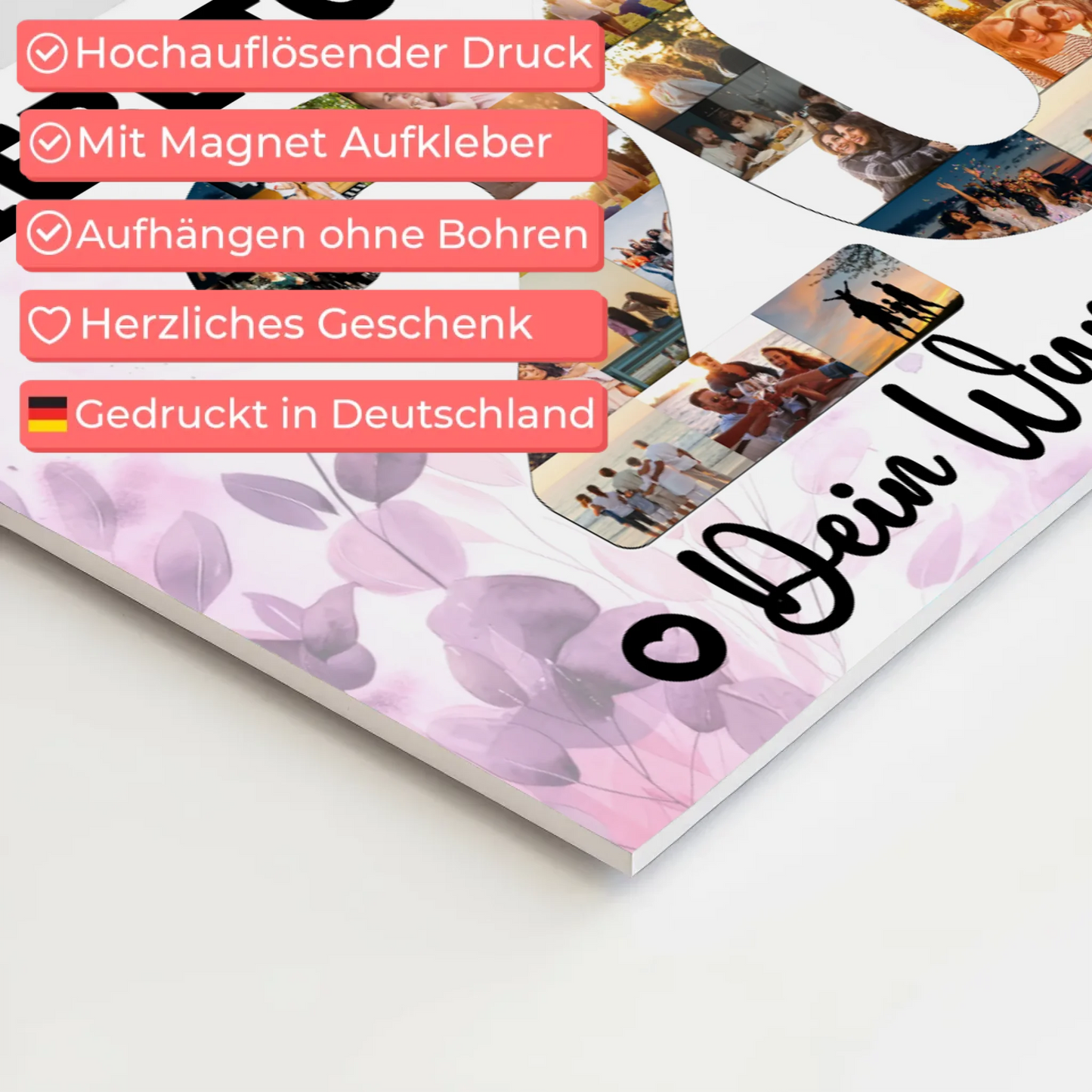 Magnetisches Fotoboard Poster mit Wunschtext 20 Geburtstag Tochter