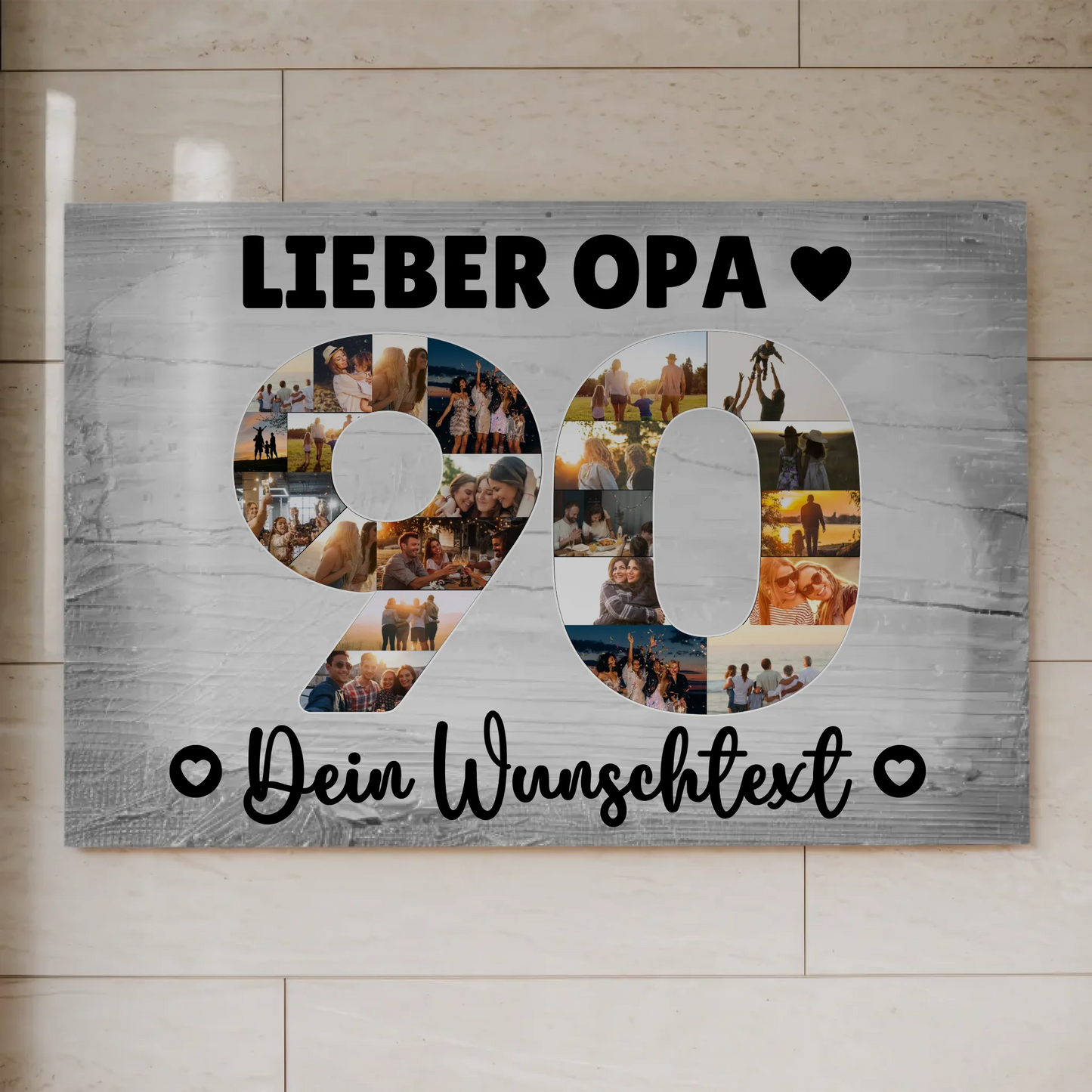 Fotoboard Magnet Poster mit Unterschriften 90 Geburtstag Opa