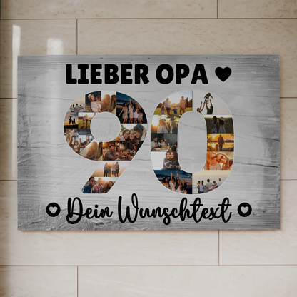Fotoboard Magnet Poster mit Unterschriften 90 Geburtstag Opa