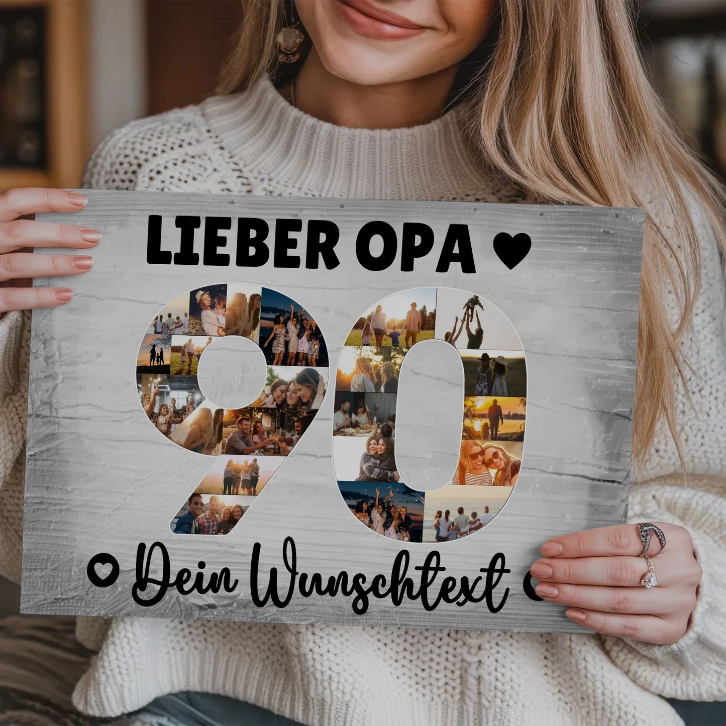 Fotoboard Magnet Poster mit Unterschriften 90 Geburtstag Opa