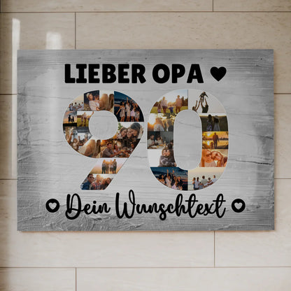 Fotoboard Magnet Poster mit Unterschriften 90 Geburtstag Opa
