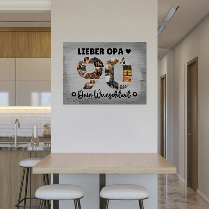 Fotoboard Magnet Poster mit Unterschriften 90 Geburtstag Opa