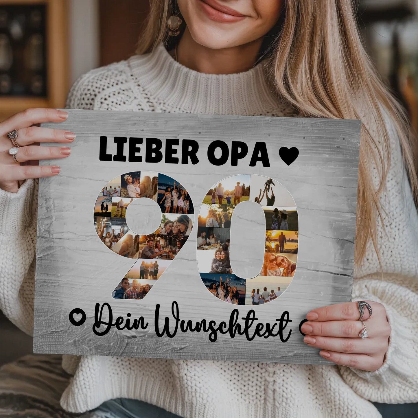 Fotoboard Magnet Poster mit Unterschriften 90 Geburtstag Opa