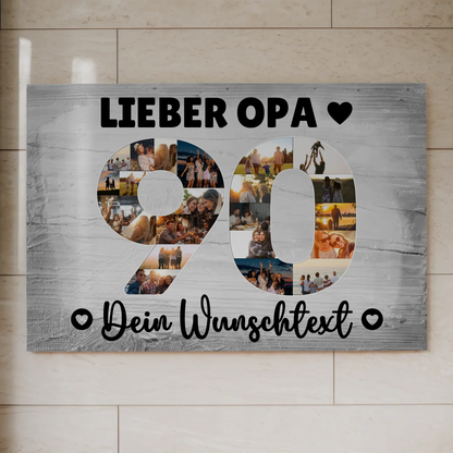 Fotoboard Magnet Poster mit Unterschriften 90 Geburtstag Opa
