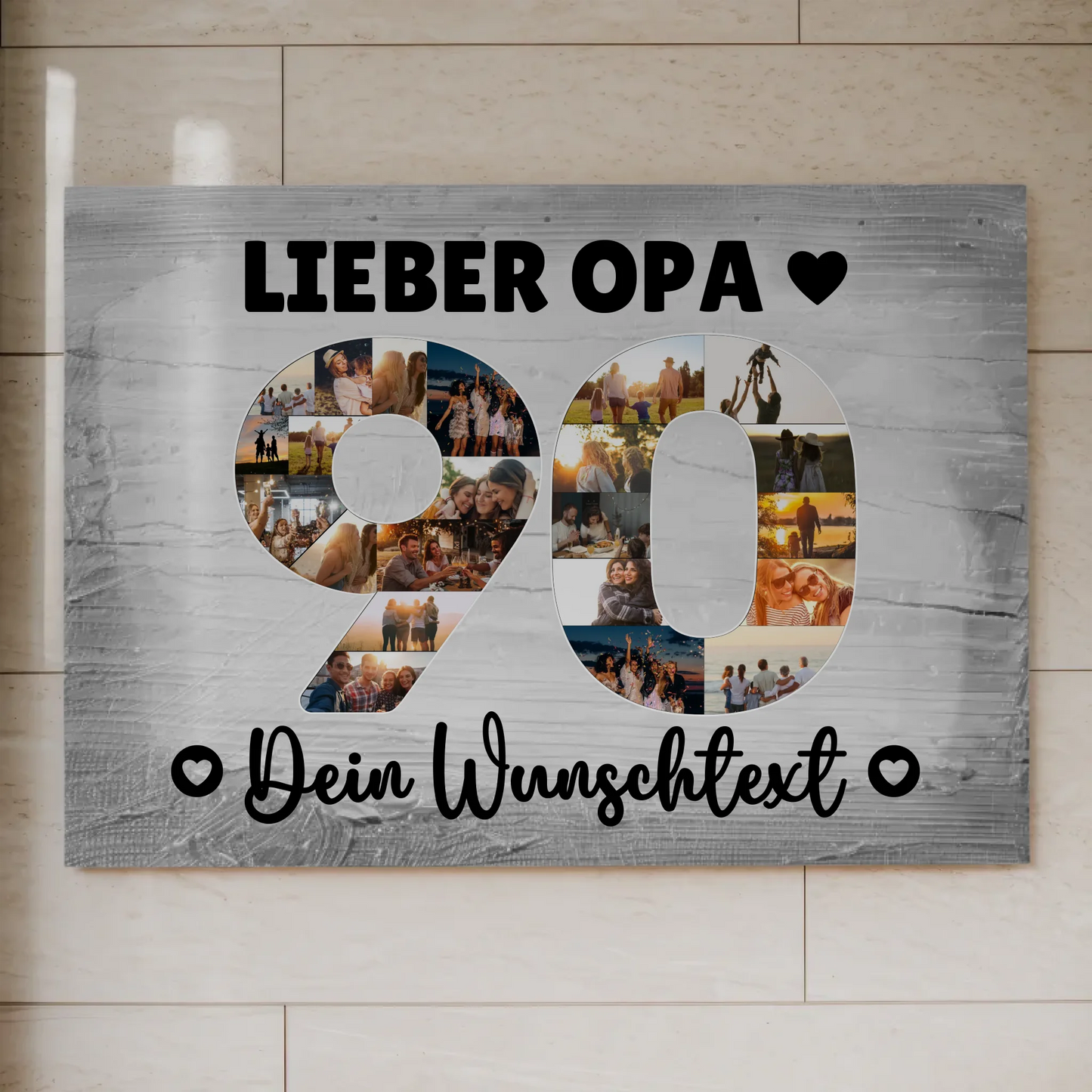 Fotoboard Magnet Poster mit Unterschriften 90 Geburtstag Opa