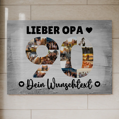 Fotoboard Magnet Poster mit Unterschriften 90 Geburtstag Opa