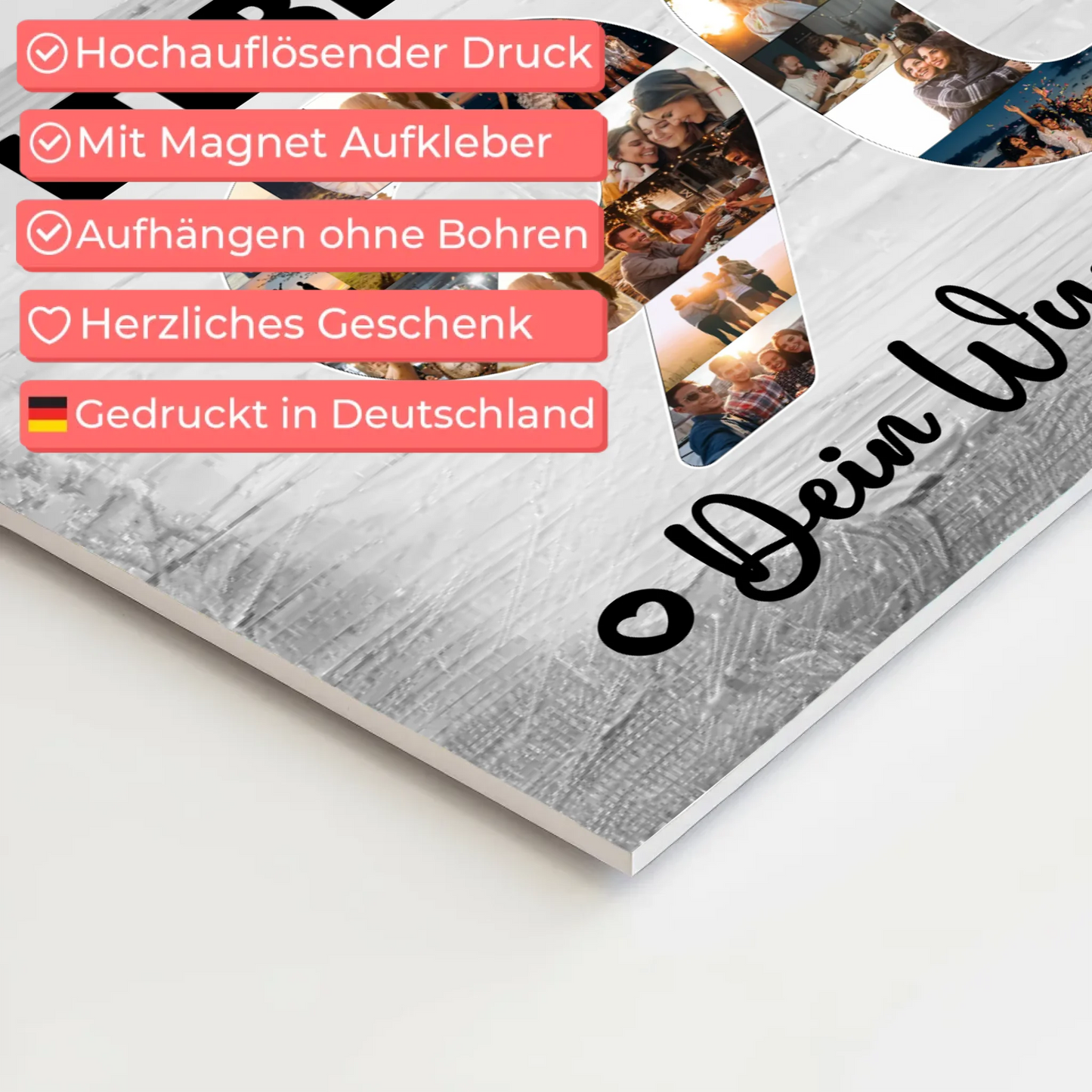 Fotoboard Magnet Poster mit Unterschriften 90 Geburtstag Opa