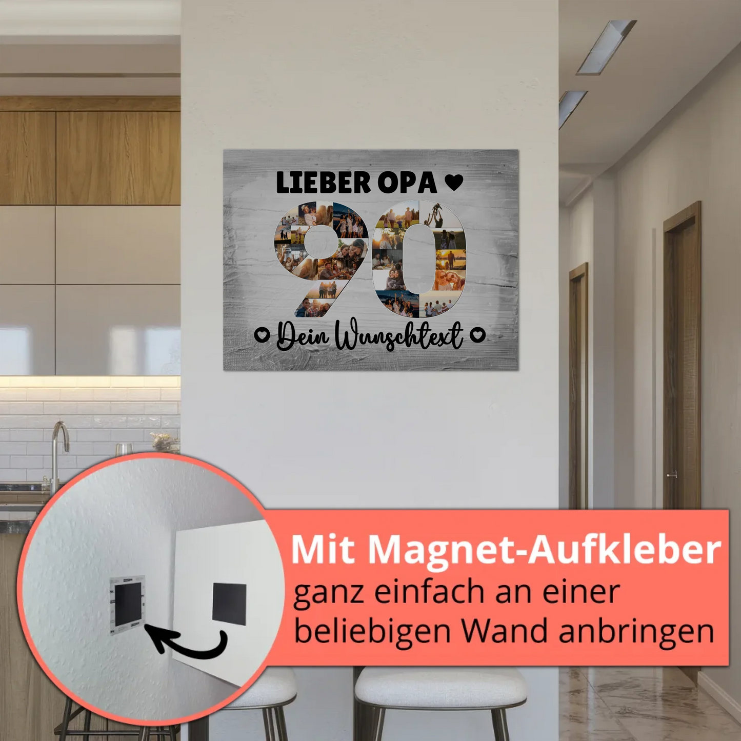 Fotoboard Magnet Poster mit Unterschriften 90 Geburtstag Opa
