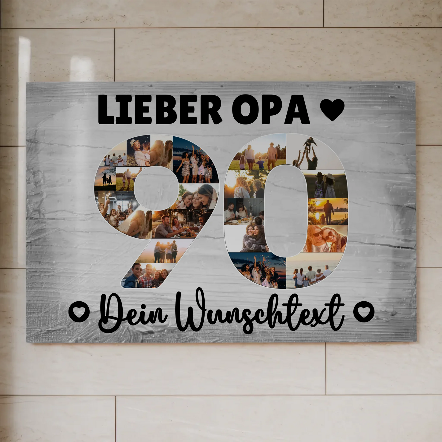 Fotoboard Magnet Poster mit Unterschriften 90 Geburtstag Opa