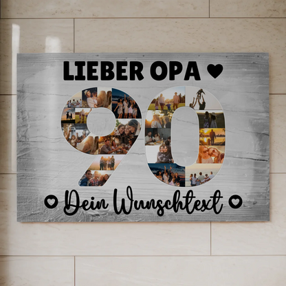 Fotoboard Magnet Poster mit Unterschriften 90 Geburtstag Opa