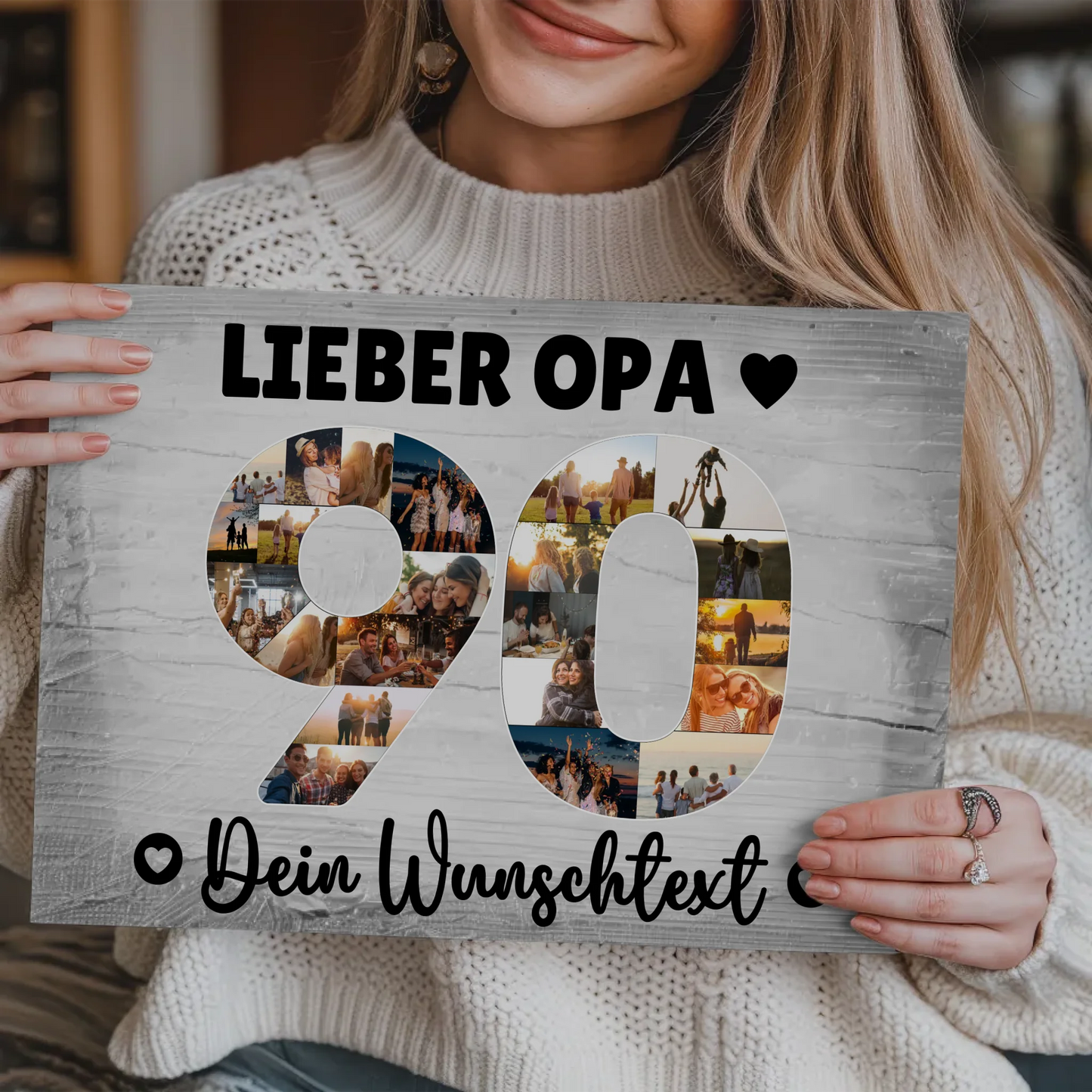 Fotoboard Magnet Poster mit Unterschriften 90 Geburtstag Opa