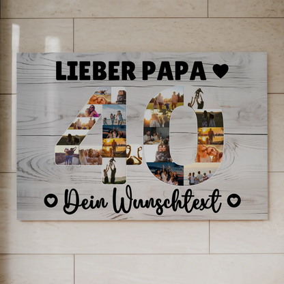 Magnetisches Fotoboard mit Unterschriften 40 Geburtstag Papa