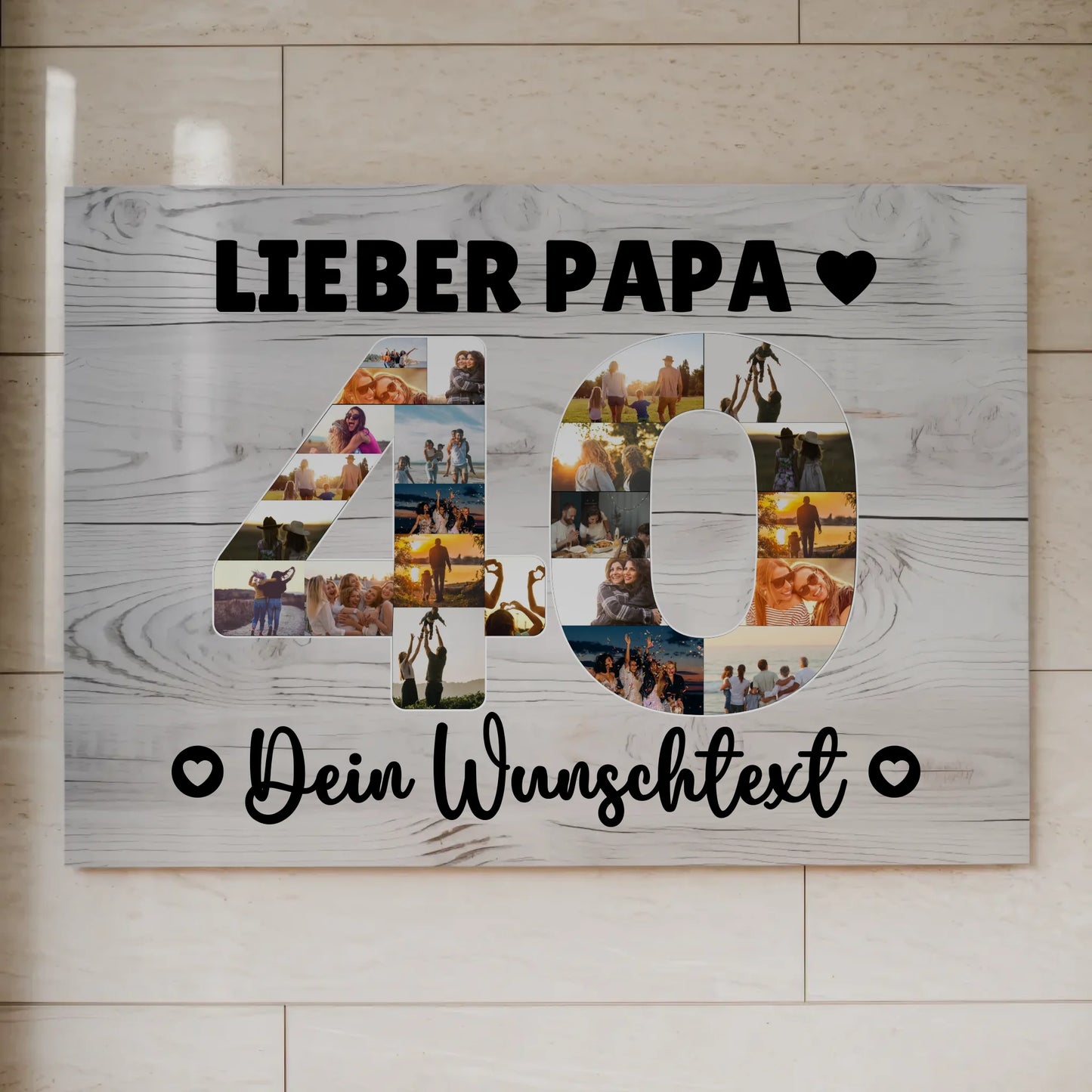 Magnetisches Fotoboard mit Unterschriften 40 Geburtstag Papa