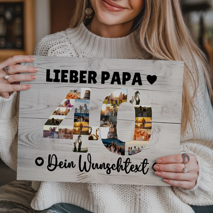 Magnetisches Fotoboard mit Unterschriften 40 Geburtstag Papa