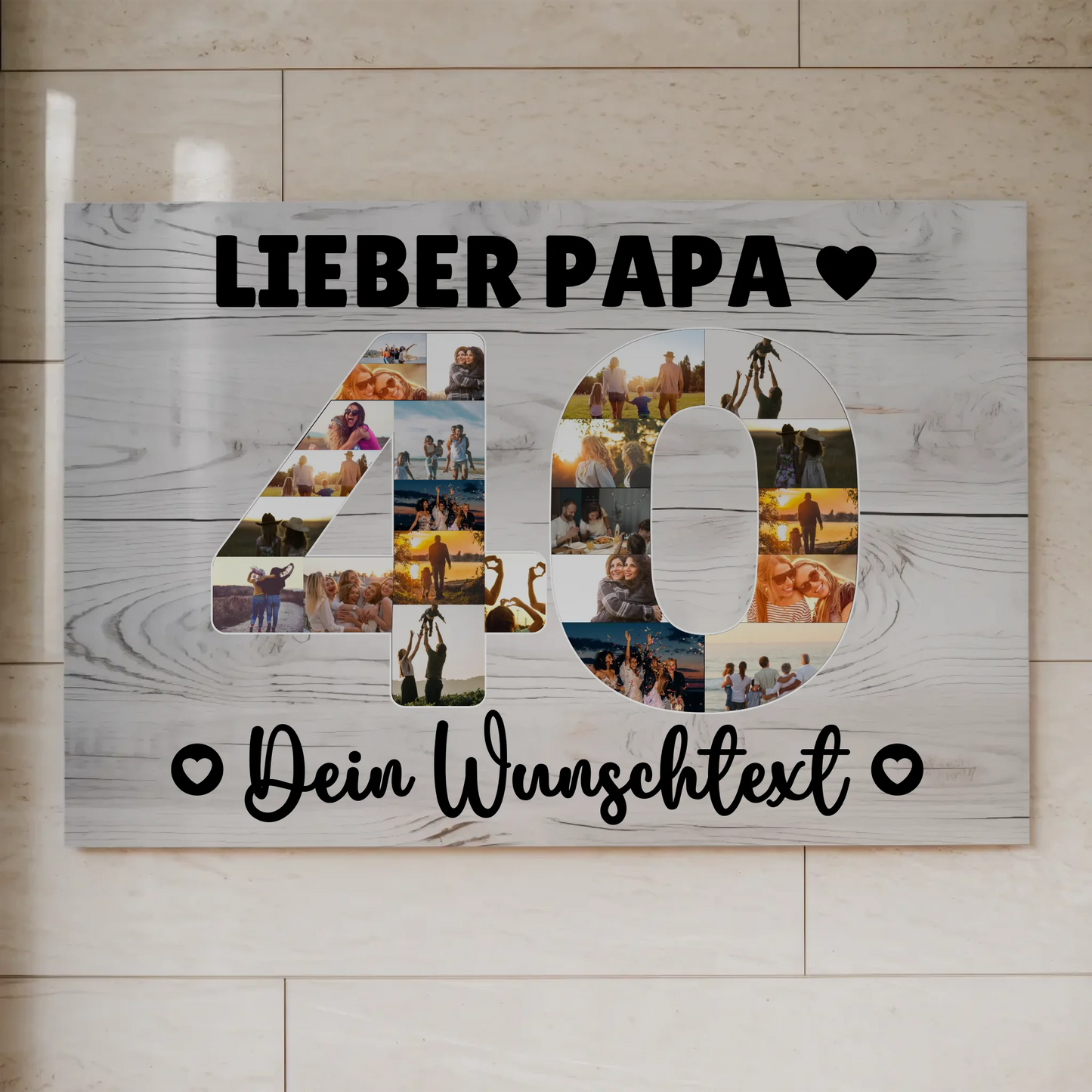 Magnetisches Fotoboard mit Unterschriften 40 Geburtstag Papa