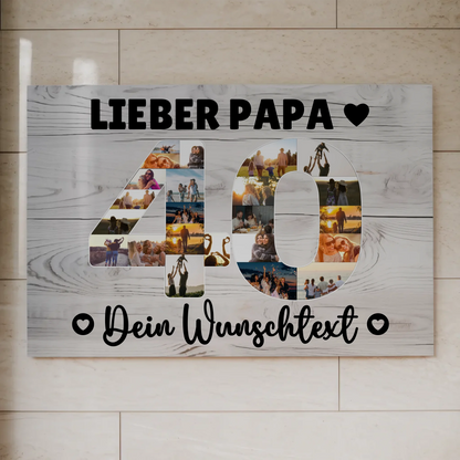Magnetisches Fotoboard mit Unterschriften 40 Geburtstag Papa