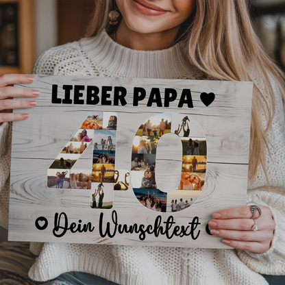 Magnetisches Fotoboard mit Unterschriften 40 Geburtstag Papa