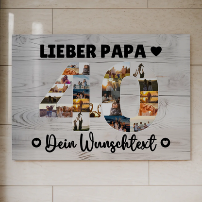 Magnetisches Fotoboard mit Unterschriften 40 Geburtstag Papa