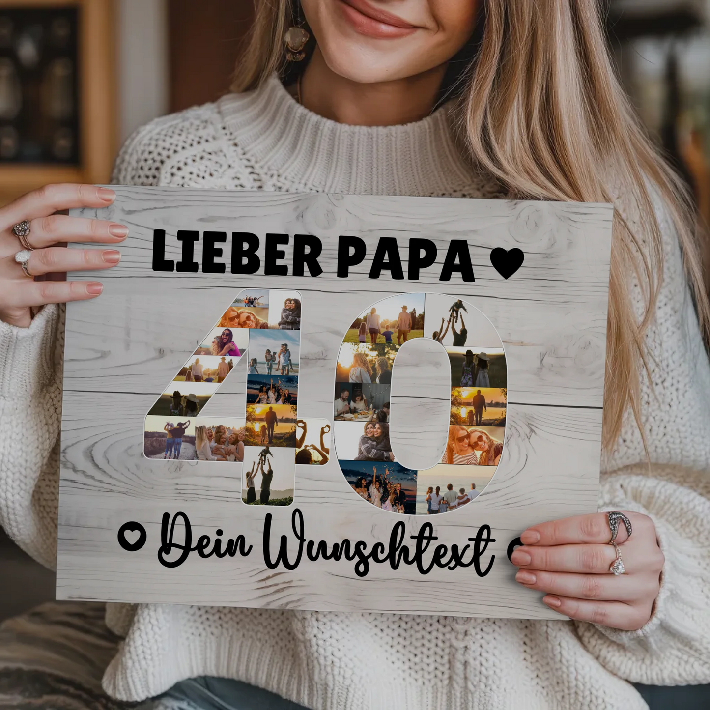 Magnetisches Fotoboard mit Unterschriften 40 Geburtstag Papa