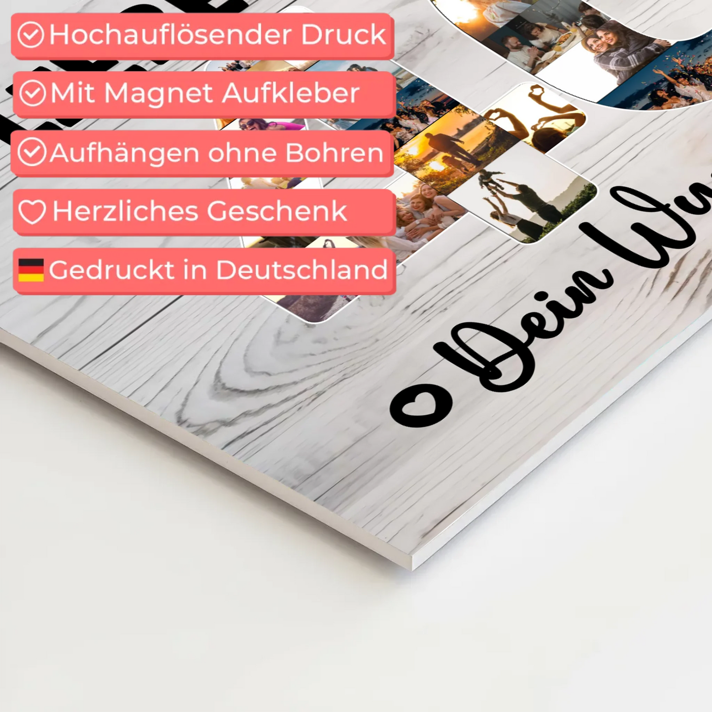 Magnetisches Fotoboard mit Unterschriften 40 Geburtstag Papa