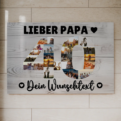 Magnetisches Fotoboard mit Unterschriften 40 Geburtstag Papa