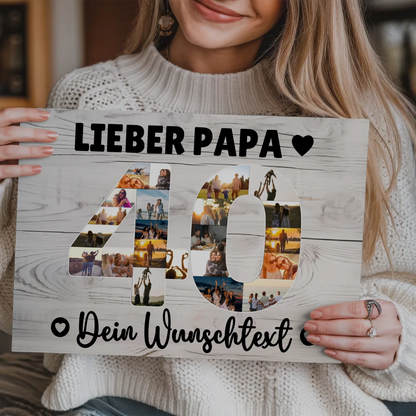 Magnetisches Fotoboard mit Unterschriften 40 Geburtstag Papa