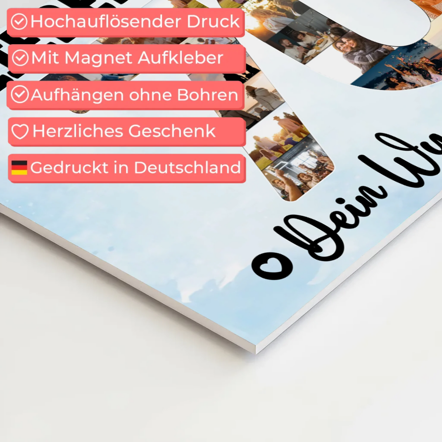 Magnetisches Fotoboard Poster mit Wunschtext zum 70. Geburtstag Papa