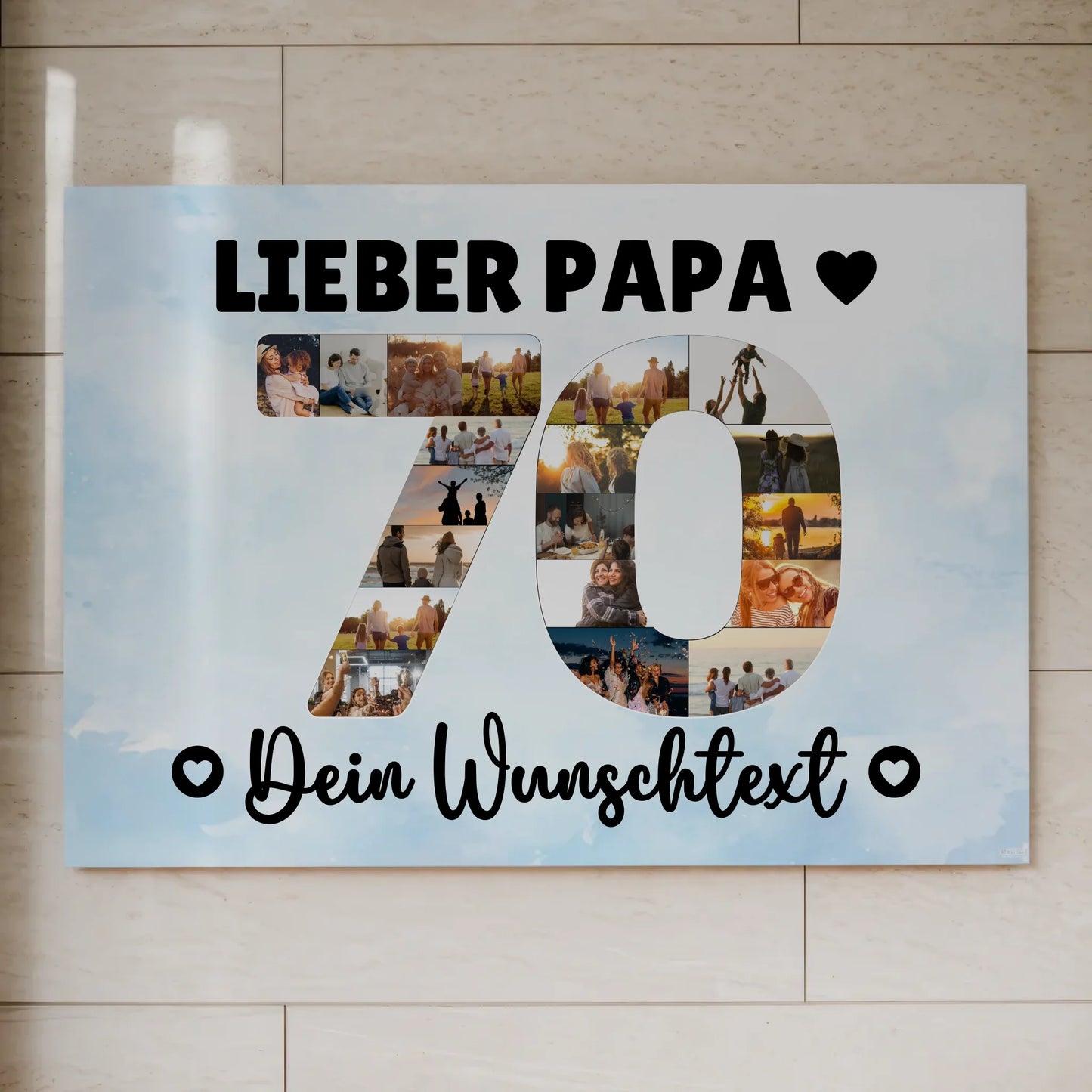 Magnetisches Fotoboard Poster mit Wunschtext zum 70. Geburtstag Papa