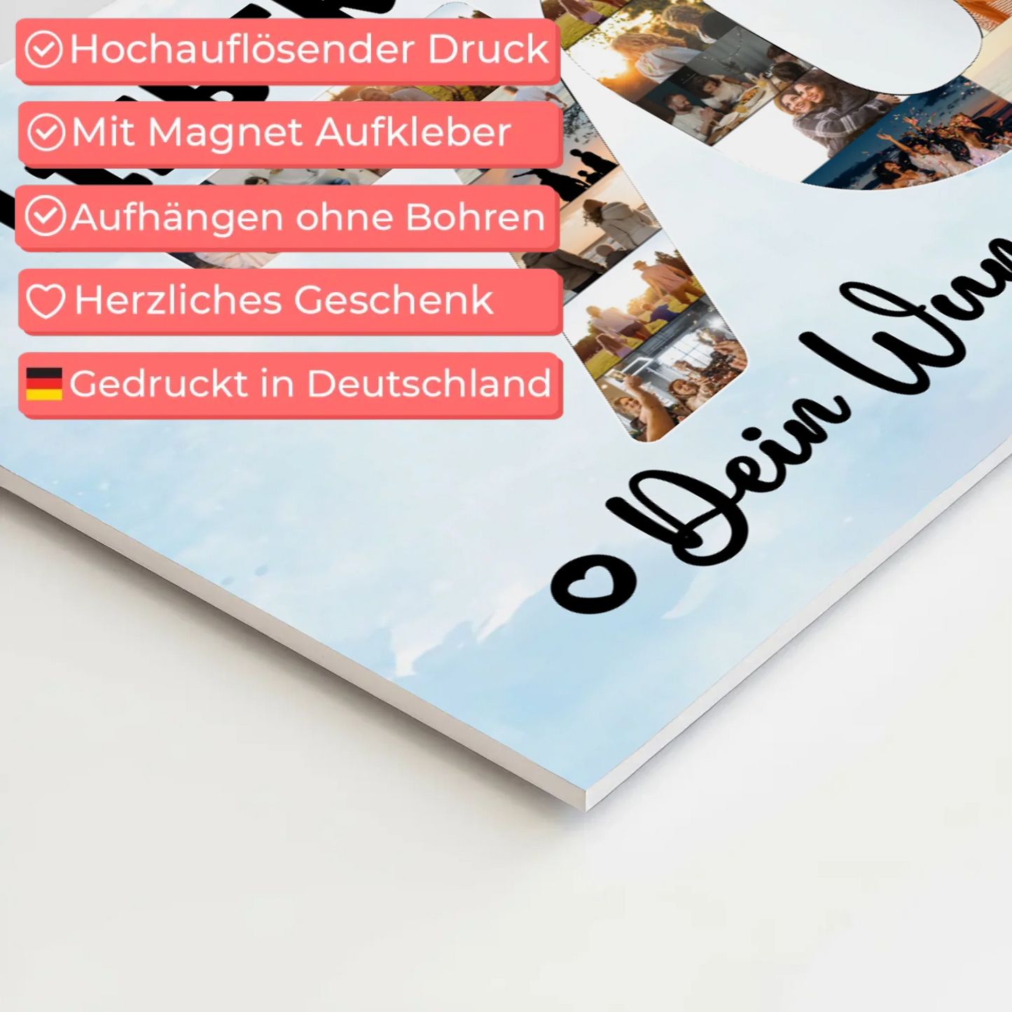 Magnetisches Fotoboard Poster mit Wunschtext zum 70. Geburtstag Papa