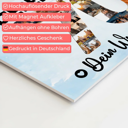 Magnetisches Fotoboard Poster mit Wunschtext zum 70. Geburtstag Papa