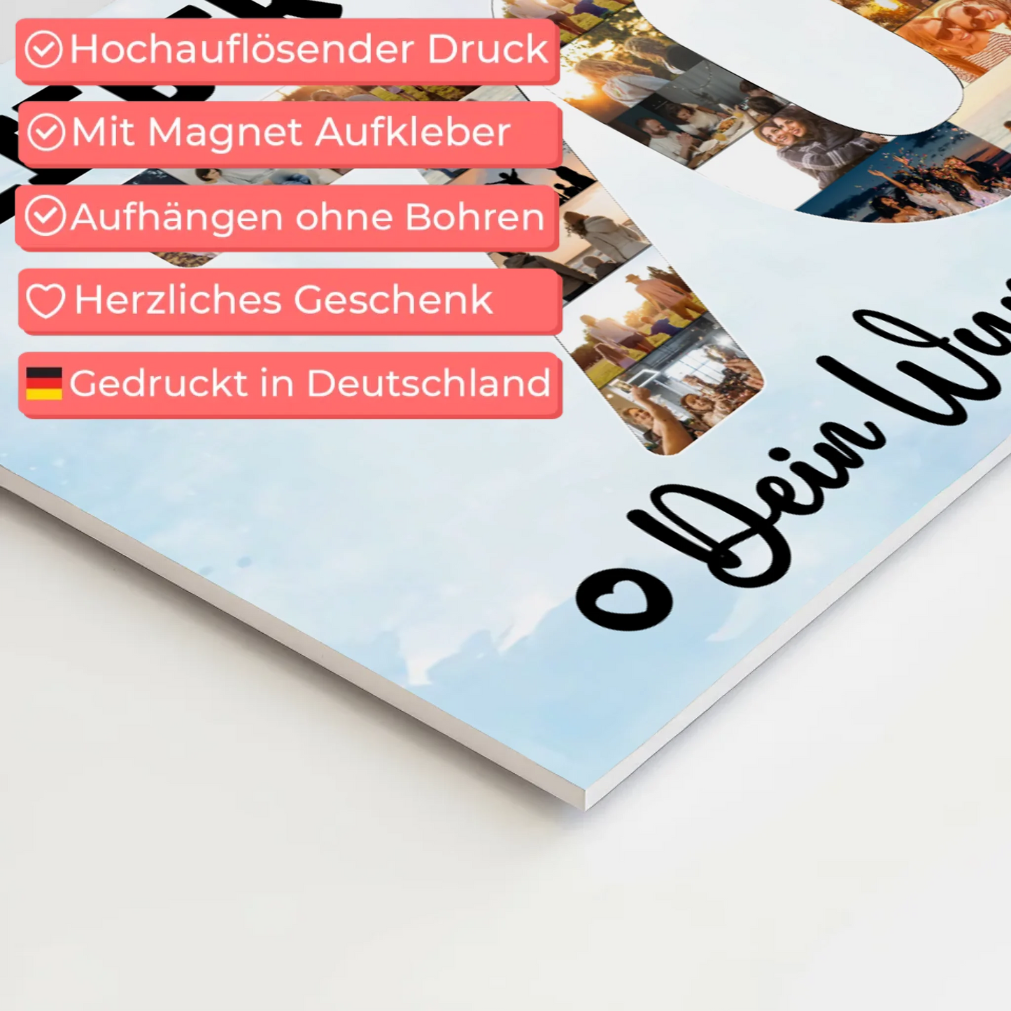 Magnetisches Fotoboard Poster mit Wunschtext zum 70. Geburtstag Papa