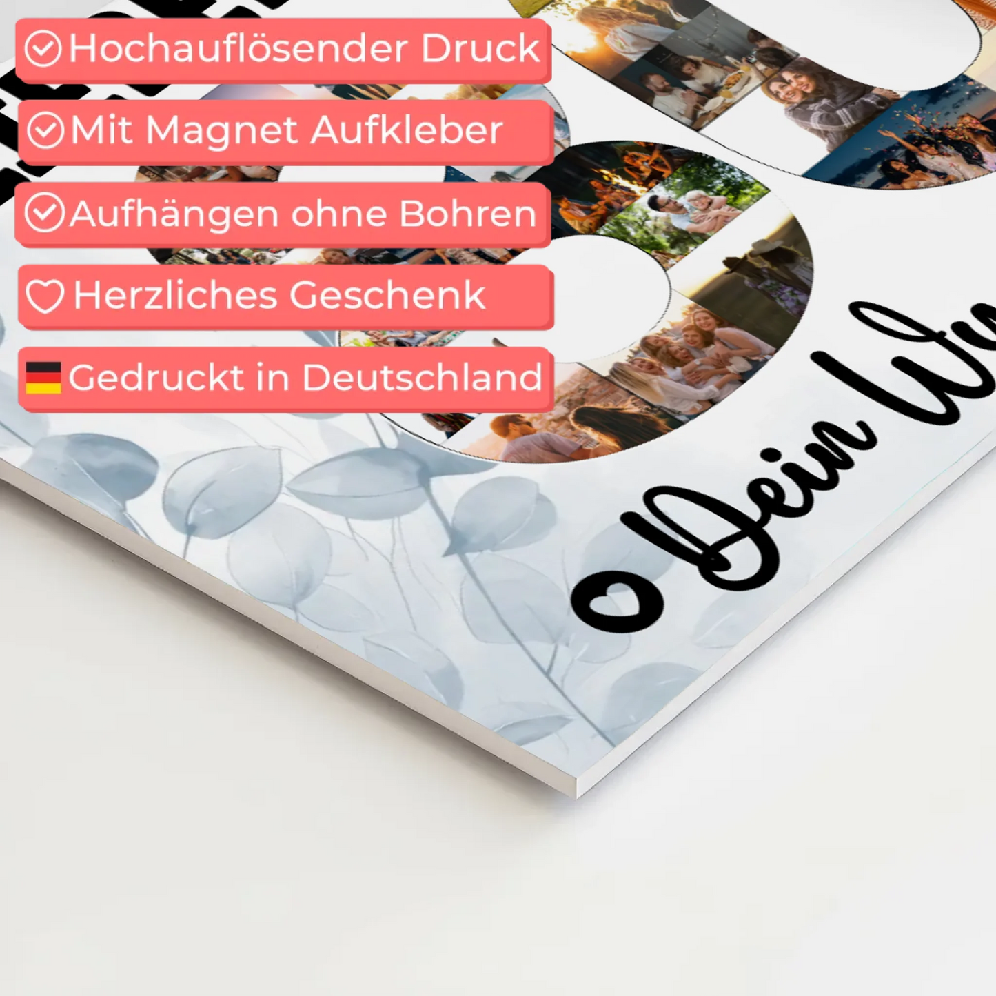 Fotoboard Magnet Poster mit Unterschriften 80 Geburtstag Papa