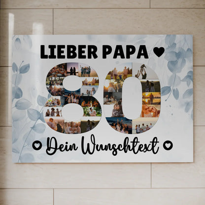 Fotoboard Magnet Poster mit Unterschriften 80 Geburtstag Papa