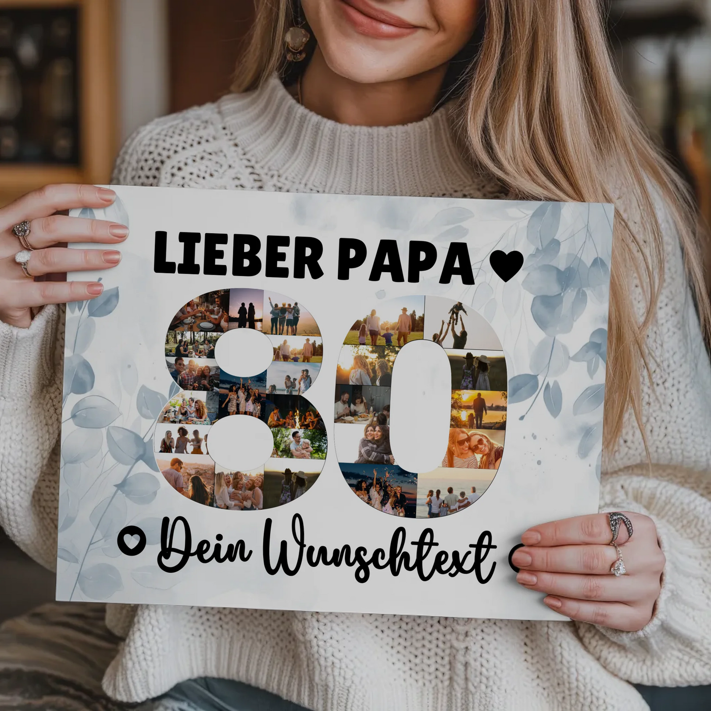 Fotoboard Magnet Poster mit Unterschriften 80 Geburtstag Papa