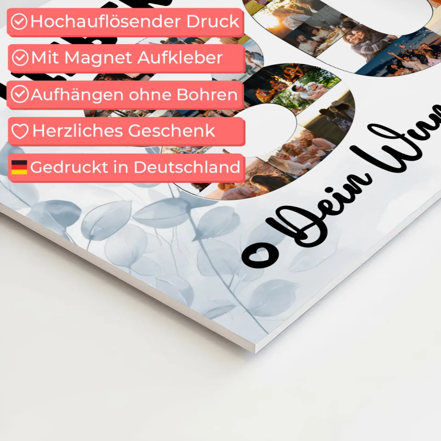 Fotoboard Magnet Poster mit Unterschriften 80 Geburtstag Papa