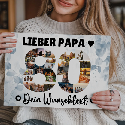 Fotoboard Magnet Poster mit Unterschriften 80 Geburtstag Papa