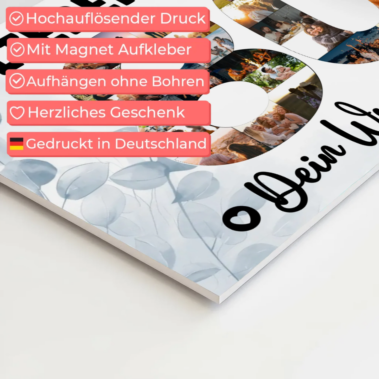 Fotoboard Magnet Poster mit Unterschriften 80 Geburtstag Papa