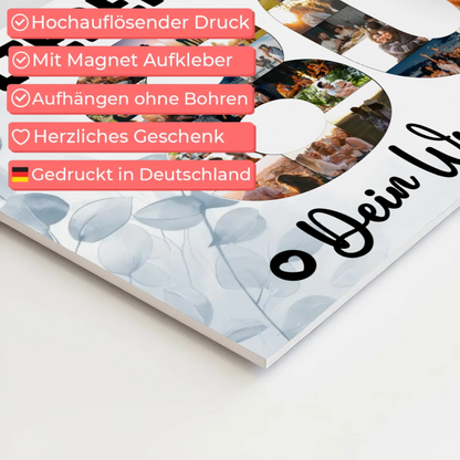 Fotoboard Magnet Poster mit Unterschriften 80 Geburtstag Papa