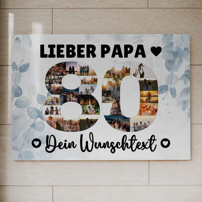 Fotoboard Magnet Poster mit Unterschriften 80 Geburtstag Papa