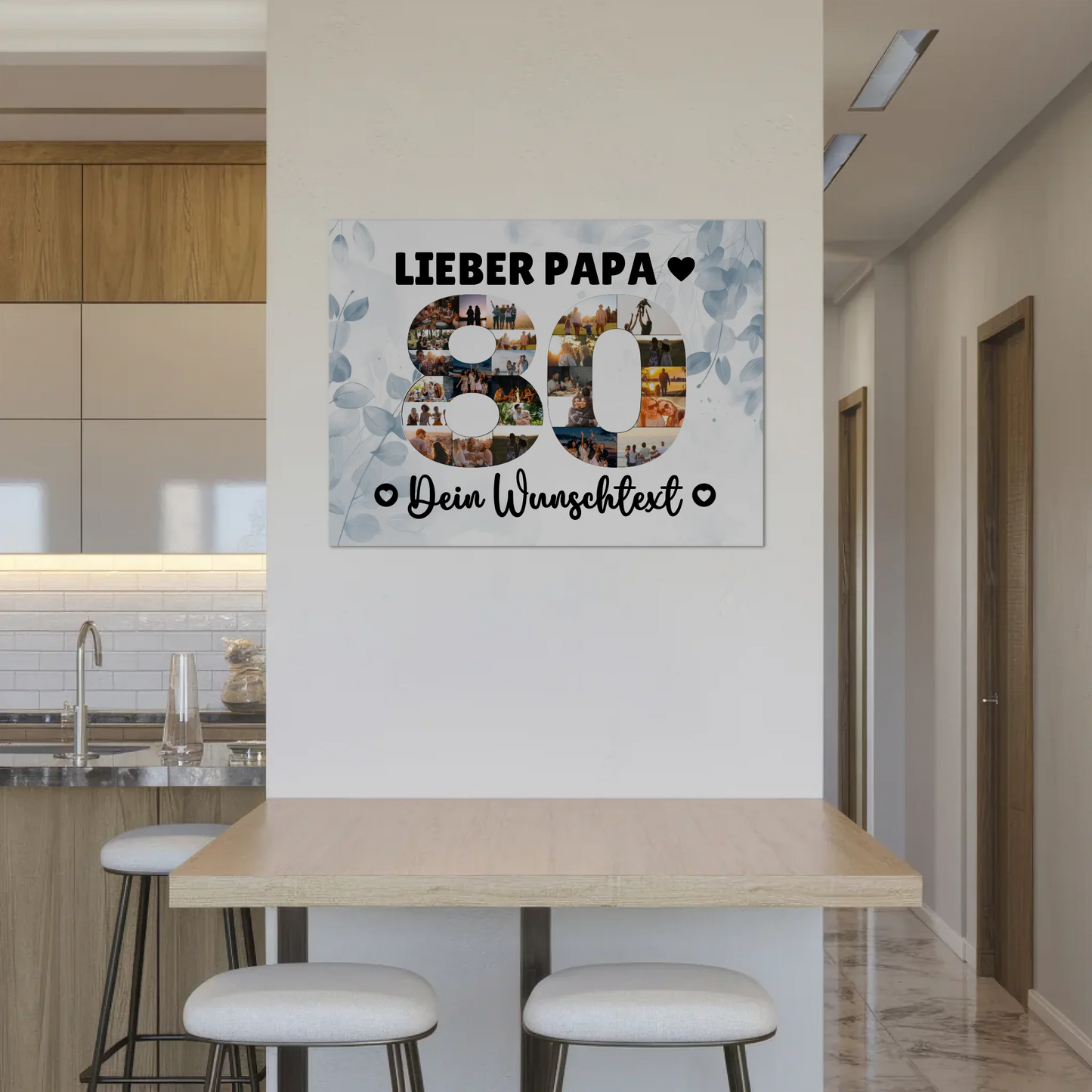 Fotoboard Magnet Poster mit Unterschriften 80 Geburtstag Papa