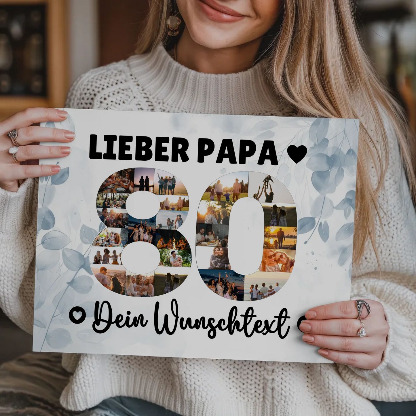 Fotoboard Magnet Poster mit Unterschriften 80 Geburtstag Papa