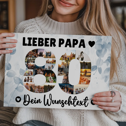 Fotoboard Magnet Poster mit Unterschriften 80 Geburtstag Papa