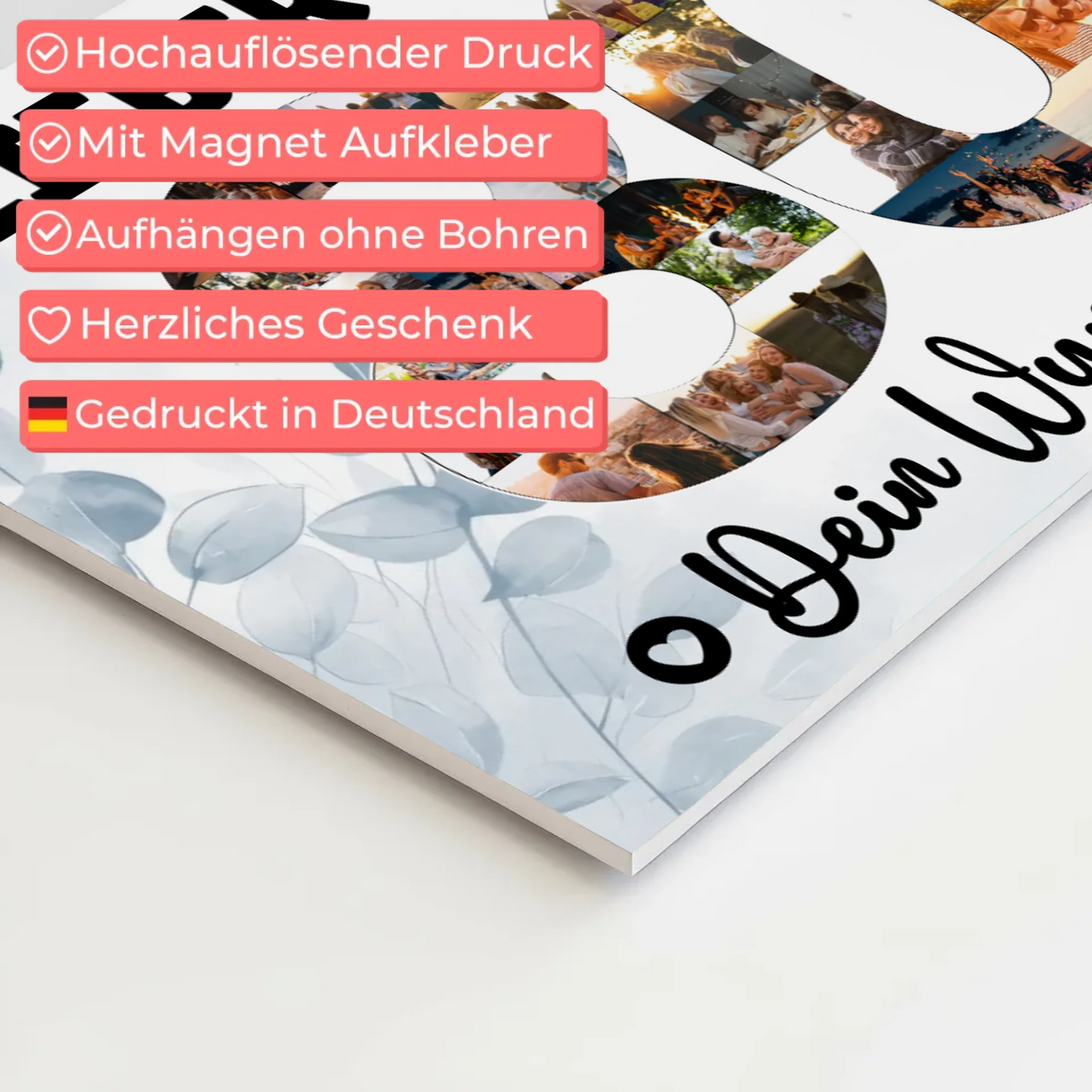 Fotoboard Magnet Poster mit Unterschriften 80 Geburtstag Papa