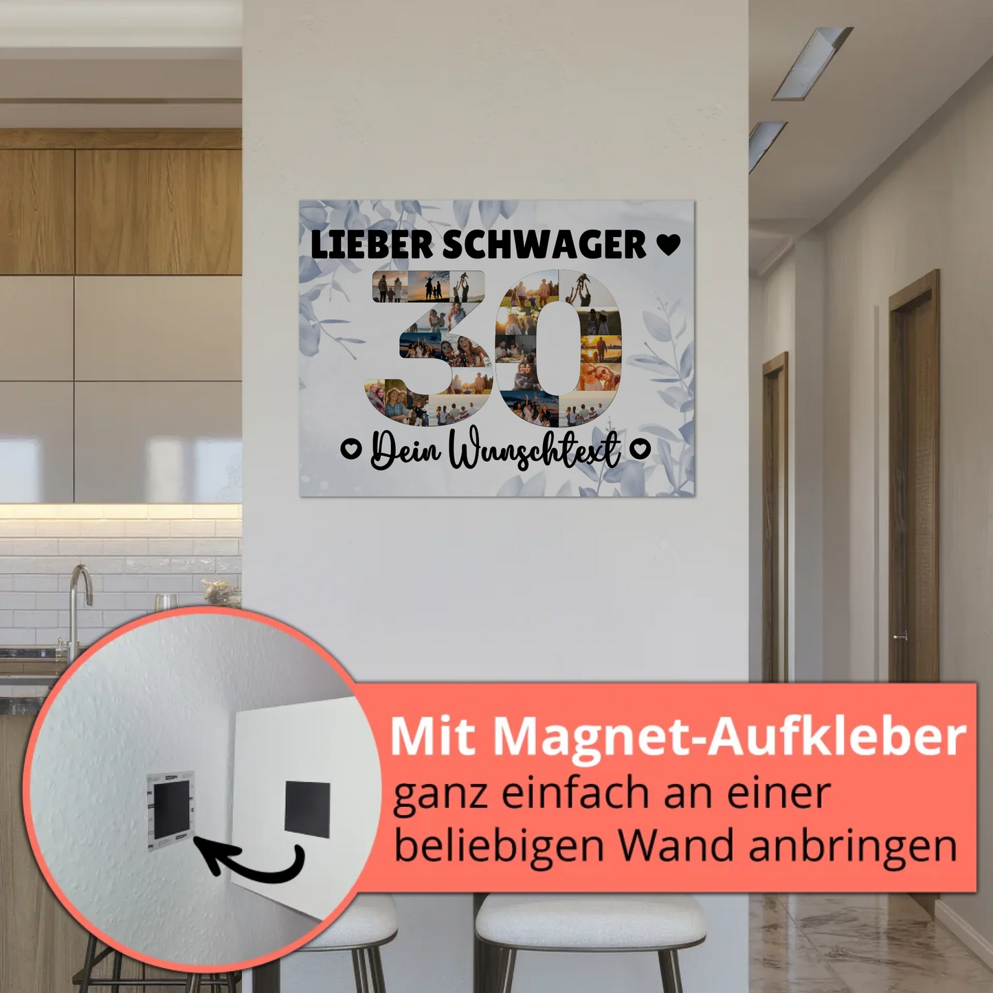 Fotoboard Poster magnetisch mit Wunschtext 30 Geburtstag Schwager
